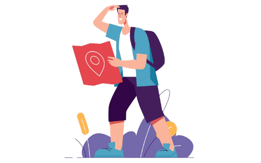 Cartoon man with map. Locations: Australia Wide